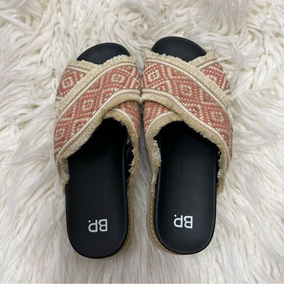 BP. Womens Slide Sandals Boho Woven Sandals Flat Slip On Bohemian‎ Pink Size 6M - Picture 6 of 7